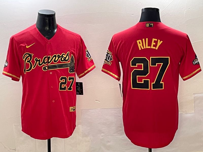 Men Atlanta Braves #27 Riley Red Gold Game Nike 2025 MLB Jersey style 3->tampa bay buccaneers->NFL Jersey